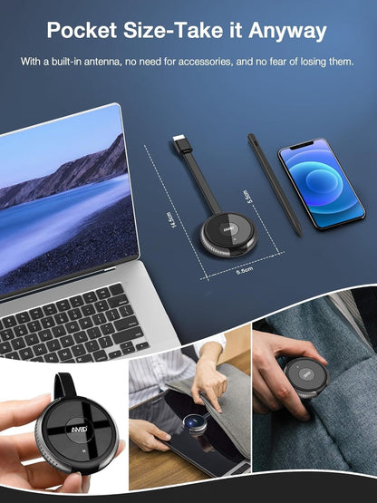 AIMIBO 4K Wireless Display Adapter 5G - Truly Plug & Play HDMI Wireless Dongle, Streaming Video from Android iOS Windows MacOS Tablet Laptop to TV Monitor Projector, Support Airplay DLNA Miracast