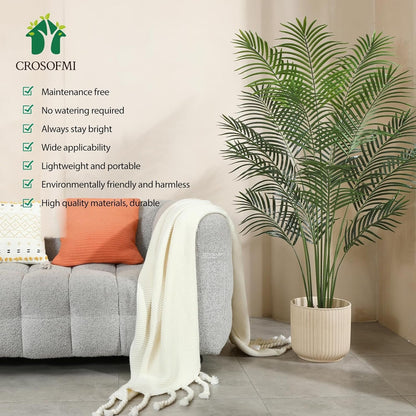Artificial Areca Palm Plant 5.5Ft Fake Tropical Palm Tree, Perfect Faux Dypsis Lutescens Plants in Pot for Indoor Outdoor House Home Office Garden Modern Decoration Housewarming Gift,1Pcs