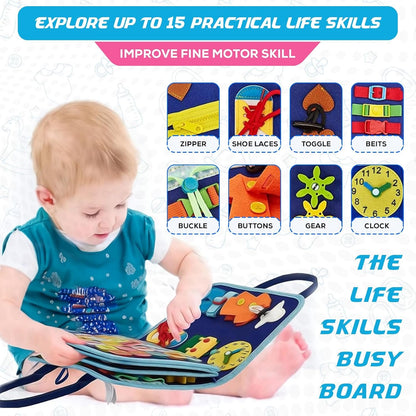 LESD'Y Toddler Busy Board,Montessori Toys for 1 2 3 4 Year Old Boys Girls Toys,Gifts,Travel Toys for Airplane Car train,Books Educational,toy 3 years old,learning toy,Busy Board for Toddlers(Dinosaur)