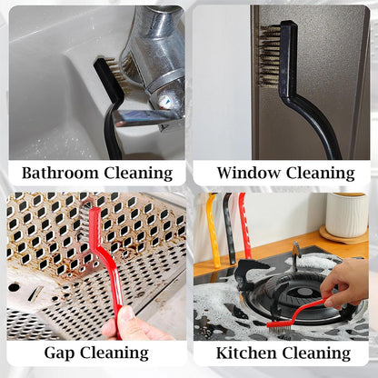 8 Pcs Bathroom Kitchen Cleaning Brush Toilet Shower Tile Joints Dead Angle Hard Bristle Cleaner Brushes Gas Stove Long Handle Multi-Function Cleaning Tool Copper Wire Stove Range Hood Oil Stain