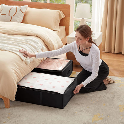 Lifewit 4 Pack 95L Under Bed Storage Bins, Foldable Closet Organizers and Storage Containers,Underbed Storage Bags with Reinforced Handle for Blanket,Clothing,Comforter, Sheets,Wrapping Paper, Black