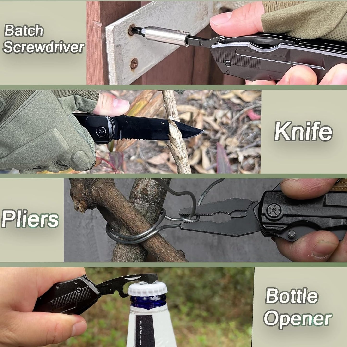 Pocket Knife Folding Multitool, Stocking Stuffers Gifts for Men Dad, Urvival Gear with Knife Pliers Screwdriver Saw, Multi Tool Camping Knife with Safety Locking for Outdoor Survival Hunting Camping