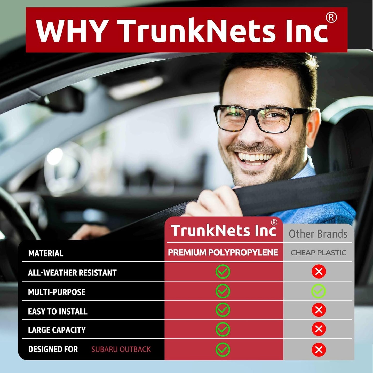 Floor Style Automotive Elastic Trunk Mesh Cargo Net for Subaru Outback 2020-2024 - Premium Trunk Organizers and Storage - Luggage Net for SUV - Best Car Organizer for Subaru Outback