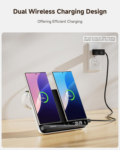 SwanScout Wireless Charger for Samsung, Dual Charging Station for Samsung S25/S24/S23/S22/S21/Z Flip/Z Fold, for Galaxy Watch 7/Ultra/6/5/4/3, SwanScout 710S