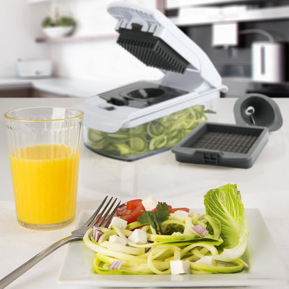 Kisfam Vegetable Chopper（Upgrade）, Onion Chopper Mandolin Slicer Cutter Dicer, Veggie Chopper with 4 Blades, Container for Salad Potato Carrot Garlic, Vegetable Cutter Kitchen Tools & Gadgets