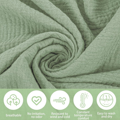 Muslin Nursing Cover for Breastfeeding - Breathable 100% Cotton With Rigid Hoop for Mom (Green)