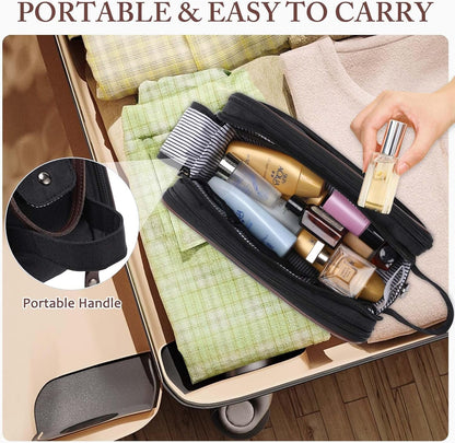 Toiletry Bag for Men Women, VASCHY Large Travel Toiletry Bag with Multi-Compartment Water Resistant Hanging Dopp Kit Shaving Bag for Bathroom, Cosmetic, Gym, Outdoor Black