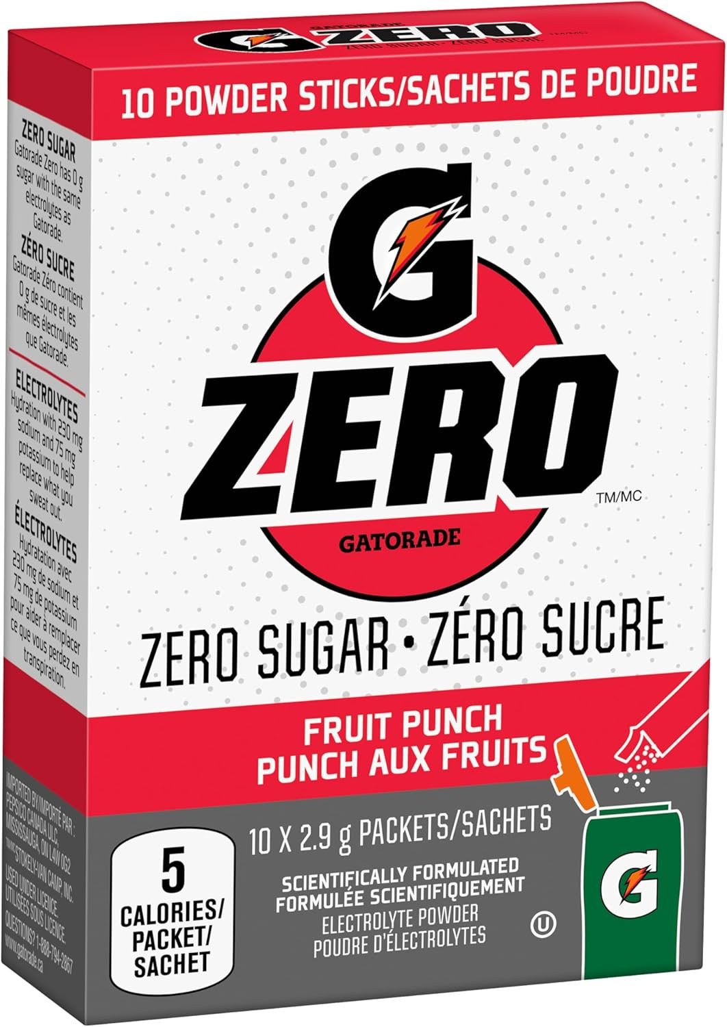 Gatorade Zero Powder Fruit Punch 10 X 2.9g