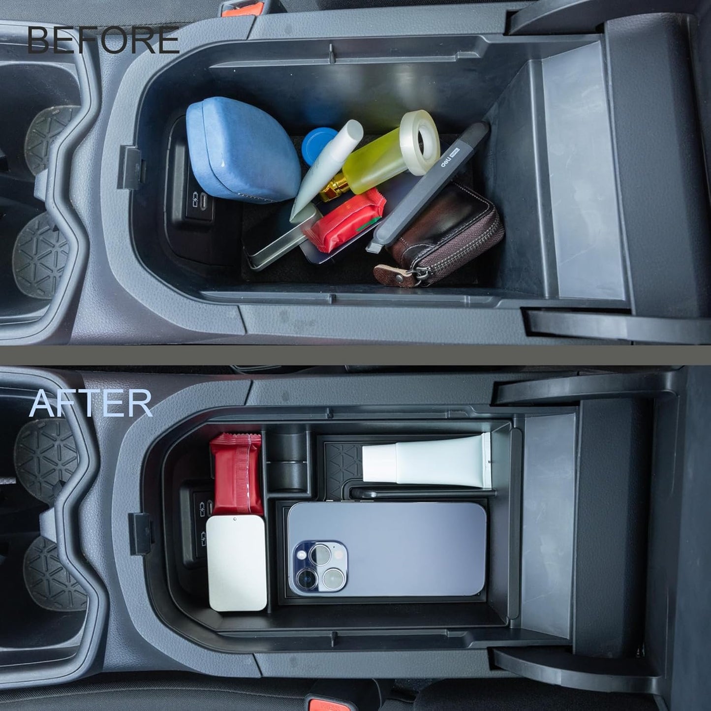 2PCS Center Console Organizer Compatible with 2019-2024 2025 Toyota Rav4 Interior Accessories, Gear Shift Storage Tray Secondary Box Insert Divider
