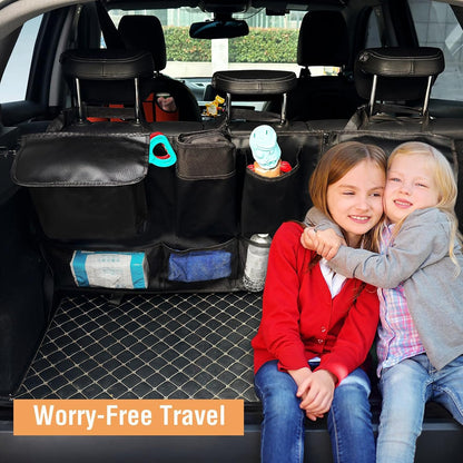 Trunk Organizer for SUV – Zippered 3-Section Design, Modular Storage with 7 Pockets, Upgraded TP Leather & 600D Oxford Cloth, Waterproof and Scratch-Resistant – Perfect for SUV, Pickup, MPV