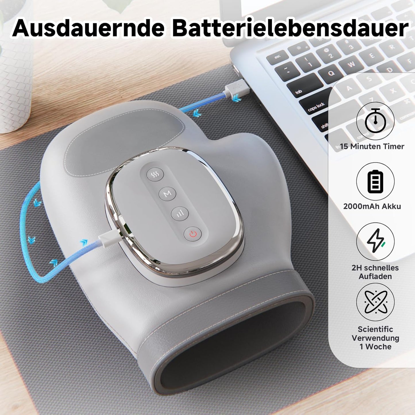 Airbag Hand Massager Electric Hand Massager with Heat and Compression 3 Massages | 3 Temperatures | 5 Levels | Car Timer | Rechargeable Therapeutic Glove for Arthritis and Carpal Tunnel