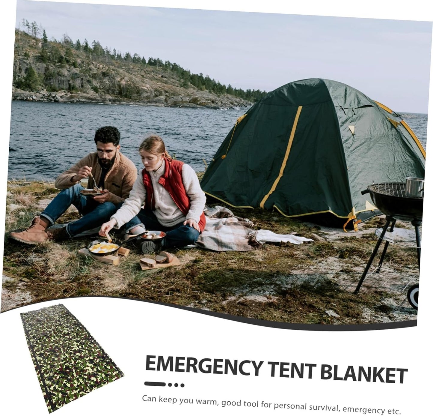 Kisangel 1 Set Multi Use Emergency Sleeping Tent Lightweight Thermal Insulation Bivy Sack for Outdoor Camping Hiking Emergency Warm Tent Durable Portable Camouflage