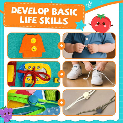 Montessori Activity Busy Book for Toddler - 1 2 3 4 5 Years Old Activity Busy Board Toy, Sensory Board Toy Educational Activities for Fine Motor Skills Learning, Travel Toys for Airplane Car Christmas