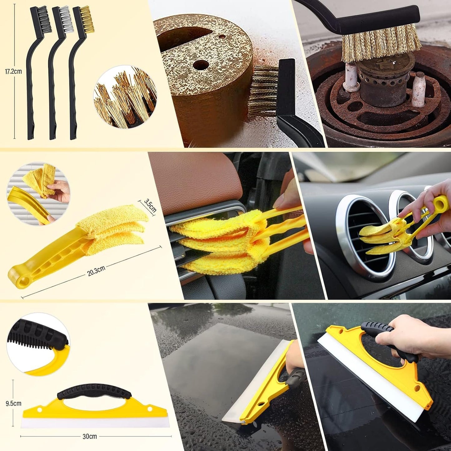 20 Piece Car Cleaning Set for Indoor and Outdoor Car Wash Set with Brushes, Polishing Sponges, Cleaning Gel and More Handy Carry Bag Included