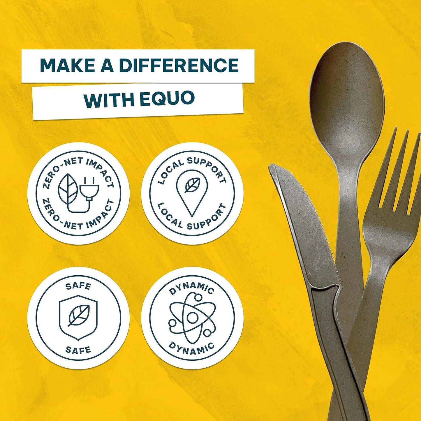EQUO Coffee Disposable Forks (Pack of 15) - Plastic-Free, Home-compostable, Heat-Safe Utensils for Parties, Events, Camping & More