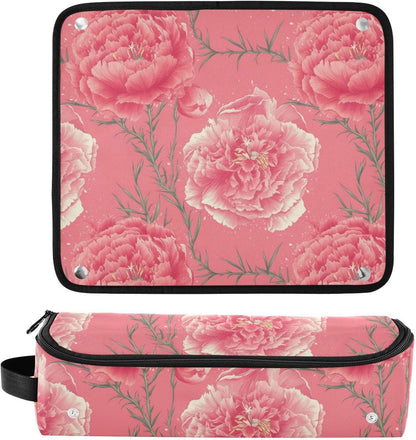 Grande garofano rosa 2 in 1 organizer per strumenti per capelli con tappetino in ferro grande custodia da viaggio per ferro piatto strumenti caldi e accessori per la cura dei capelli, essenziali da
