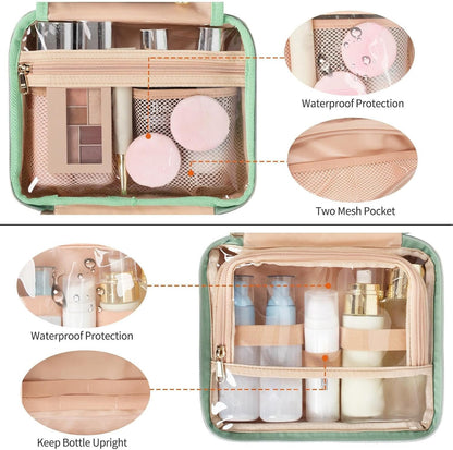 Travel Toiletry Bag with Hook, Hangable Foldable 3-Compartment Organizer, Portable Makeup Pouch with Handle, Spacious Travel Bag for Toiletries and, 1 Piece, Single Attribute, Se rÃ©fÃ©rer au