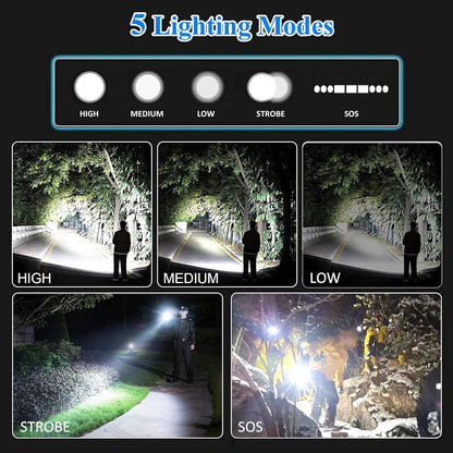 Sogidon Rechargeable Flashlights 900,000 High Lumens, LED Powerful Tactical Flash Light Battery Powered, Small Handheld Light with 5 Modes, Zoomable, IPX6 Waterproof, Hard Box for Outdoor Emergency