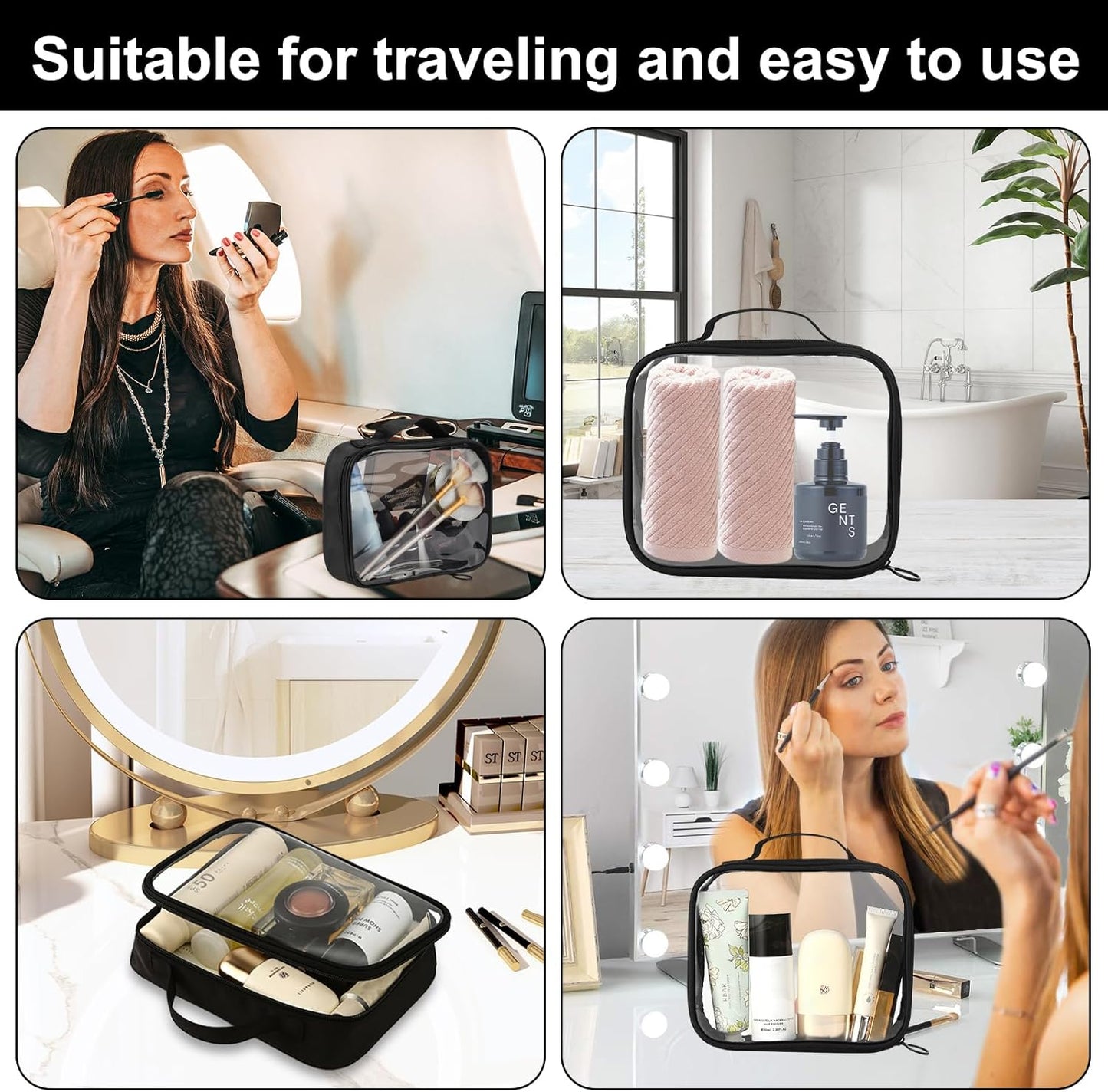 2 Pieces Travel Cosmetic Bag, Small Transparent Make-up Bag, Waterproof PVC Toiletry Bag, Cosmetic Bag Travel Accessories, Makeup Bag Cosmetic Bag for Women, Girls, transparent