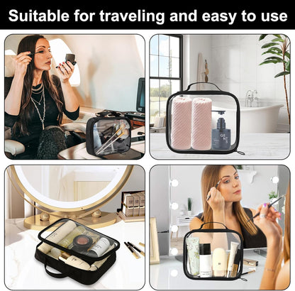 2 Pieces Travel Cosmetic Bag, Small Transparent Make-up Bag, Waterproof PVC Toiletry Bag, Cosmetic Bag Travel Accessories, Makeup Bag Cosmetic Bag for Women, Girls, transparent