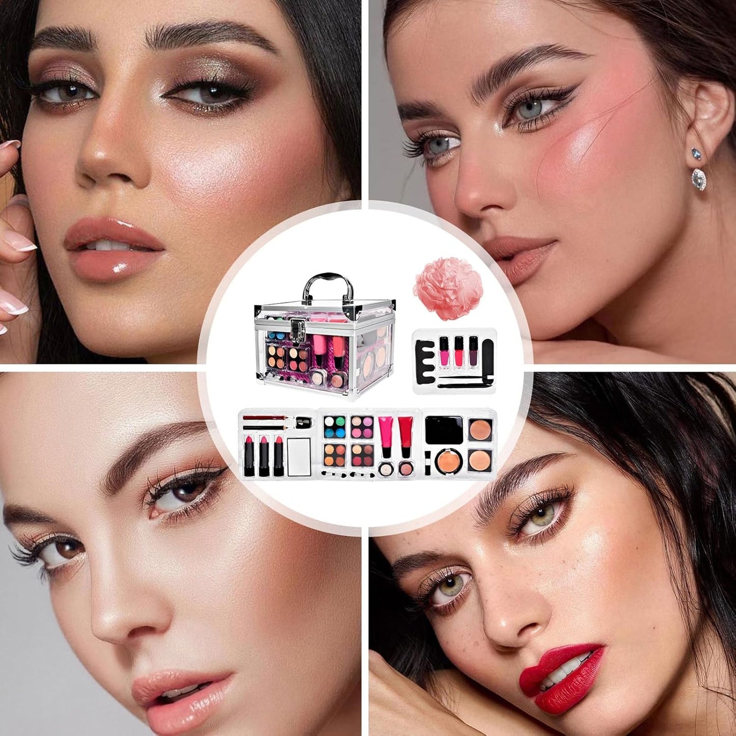 Beginner Makeup Kit Adults, Complete Makeup Set Women, Professionals Beauty Tools, with Cosmetic Bags, Faces Accessories, Beauty Items for Beginners