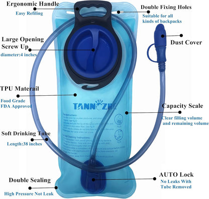 TANNOZHE Hydration Bladder Water Bladder Leak Proof Water Reservoir,BPA Free Hydration Pack Replacement,Sports Travel Reservoir Hydration Bag Pack Hiking,Outdoor