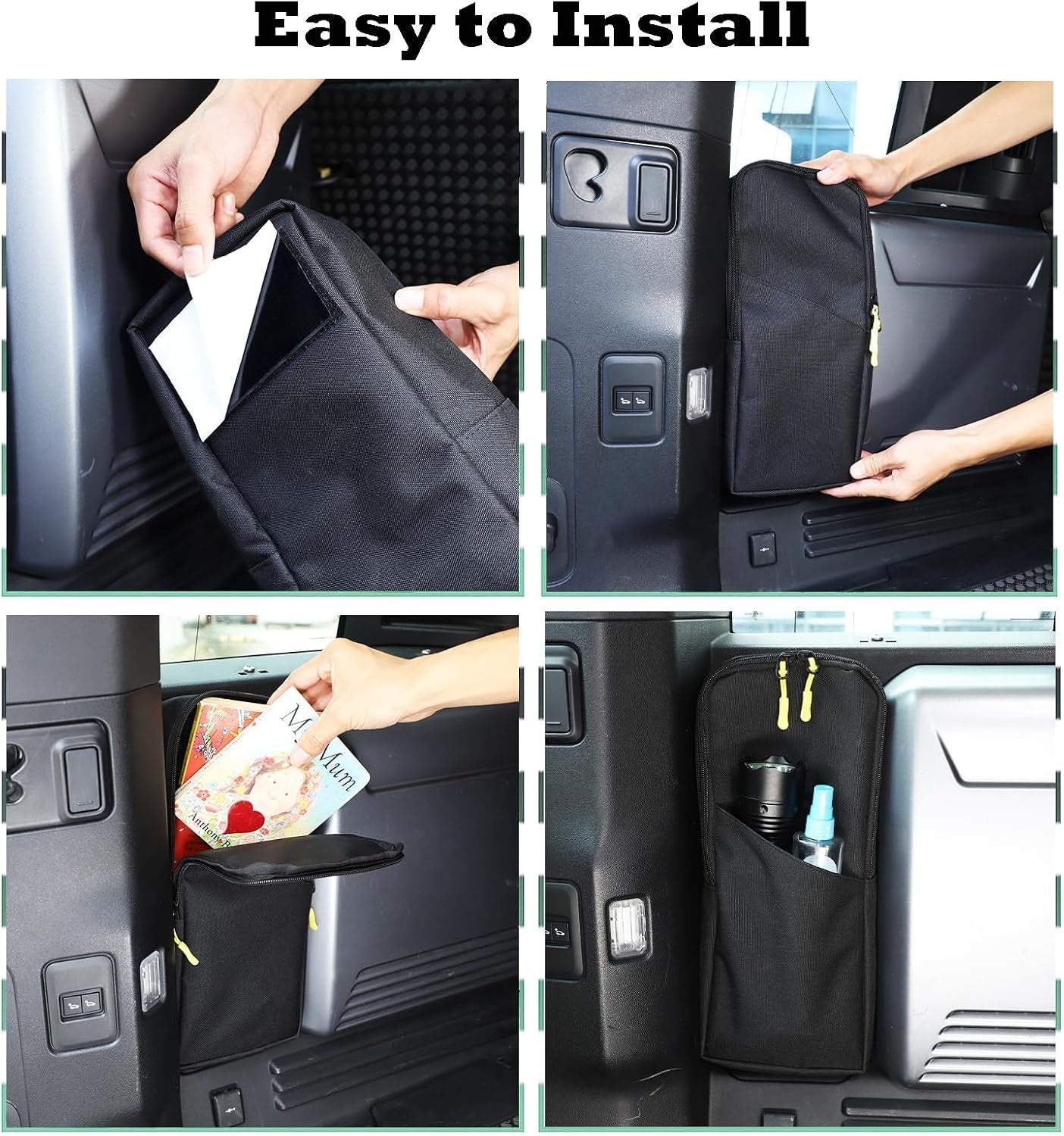 PIUGILH Rear Trunk Side Storage Organizer Bag Compatible with Land Rover Defender 90 110 130 2020-2024 Accessories, Interior Trunk Storage Organizer,Black