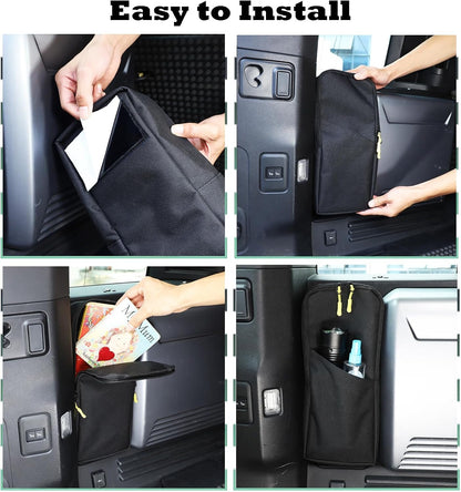 PIUGILH Rear Trunk Side Storage Organizer Bag Compatible with Land Rover Defender 90 110 130 2020-2024 Accessories, Interior Trunk Storage Organizer,Black