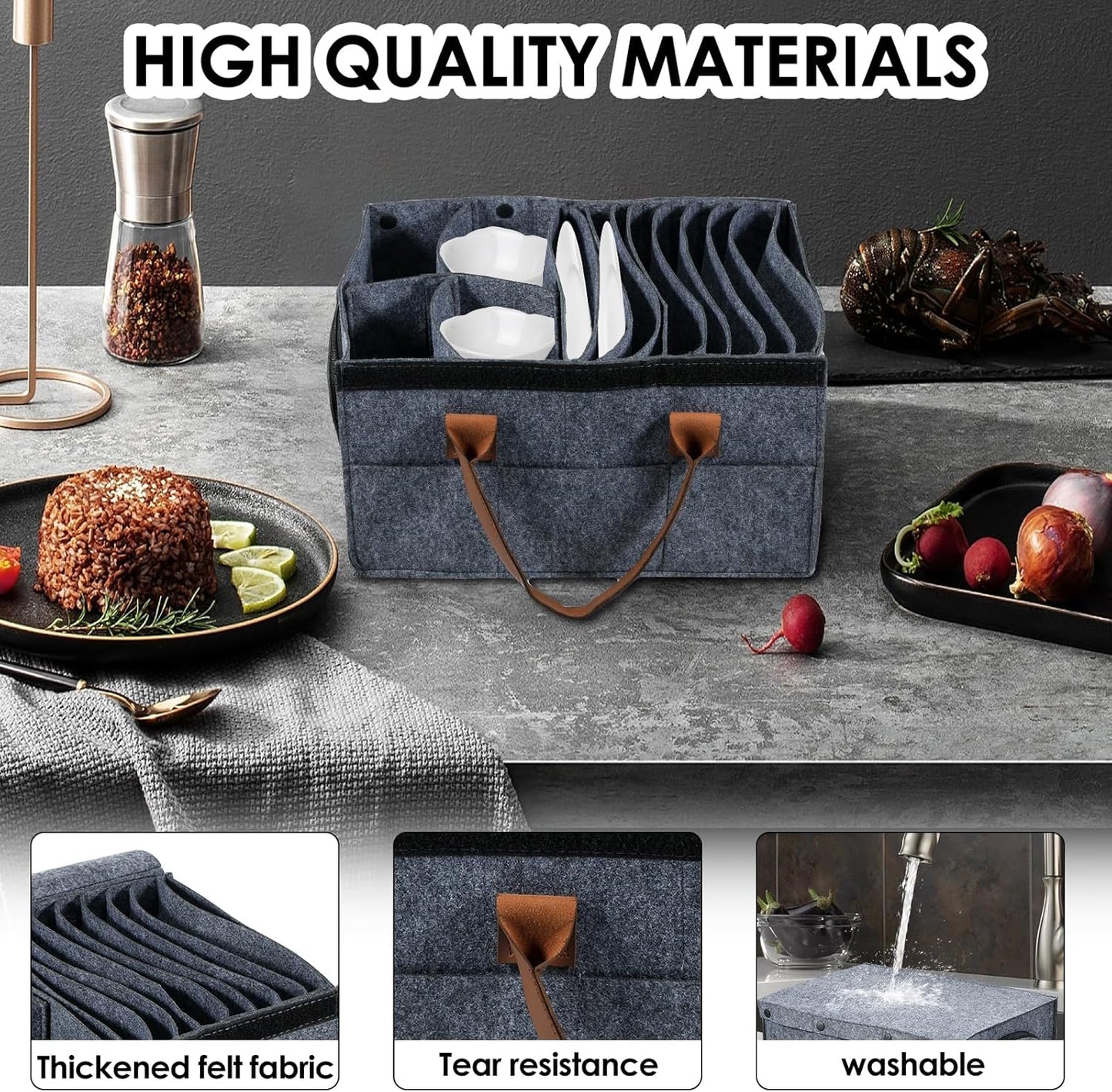 Glassware Storage Container for Dinnerware, China, Cups and Mugs - Home Organization Box for Plates and Bowls