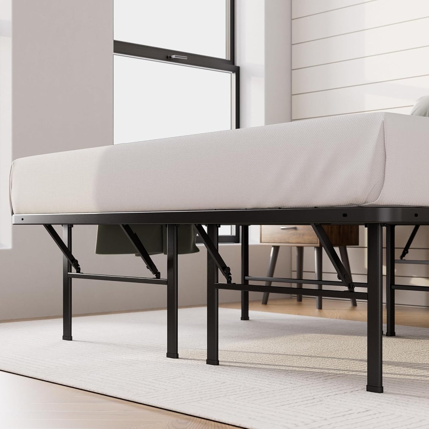 Zinus Full Bed Frame - SmartBase 14 Inch Deluxe Metal Bed Frame with Steel Slat Support - No Box Spring Needed, Tool-Free Assembly, Heavy Duty Platform Bed Frame with Underbed Storage Space, Full Size