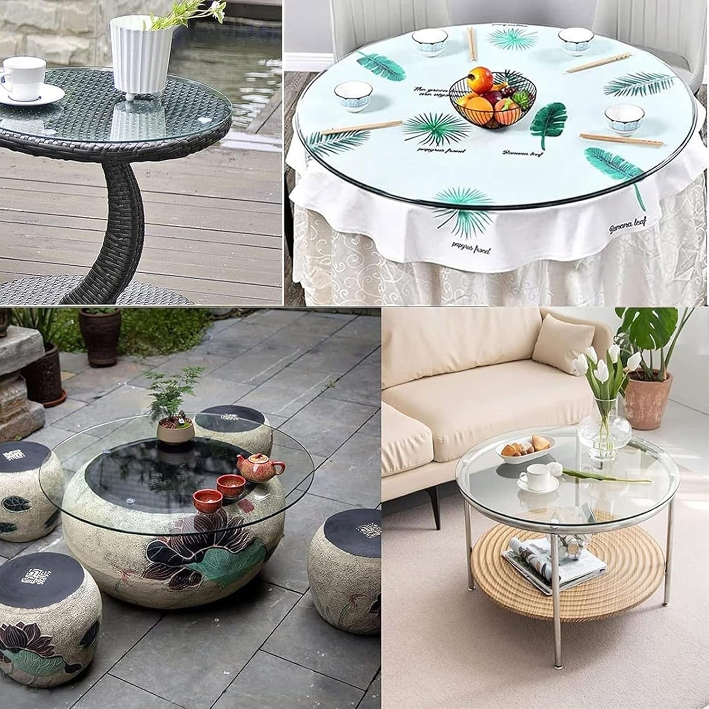 YUEKOPOU piano del tavolo da pranzo in vetro temperato.pian Round Tempered Glass Table Top Clear Glass Surface for Dining and Coffee Tables(85CM(34INCH))