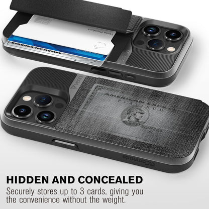 VENA vCommute for iPhone 15 Pro Wallet Case, [Military Grade Drop Protection] Flip Leather Cover Slot Card Holder with Kickstand - Black Slate