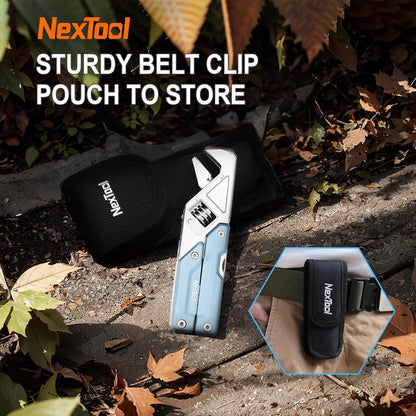 NexTool W2，8-in-1 Adjustable Multi-Wrench with Adjustable Wrench, Multi-Purpose Pliers, Small Folding Knife, Screwdriver, and File with 9-in-1 Bit Set for Outdoor Activities and Men's Gifts