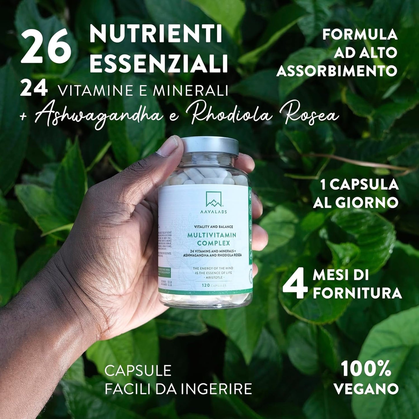 Complete Multivitamin 24 Vitamins and Minerals Ashwagandha Rhodiola Rosea, Multivitamin Supplement for Women and Men Immune Defenses Adults Vitamin D Vitamin C Zinc Magnesium and Potassium