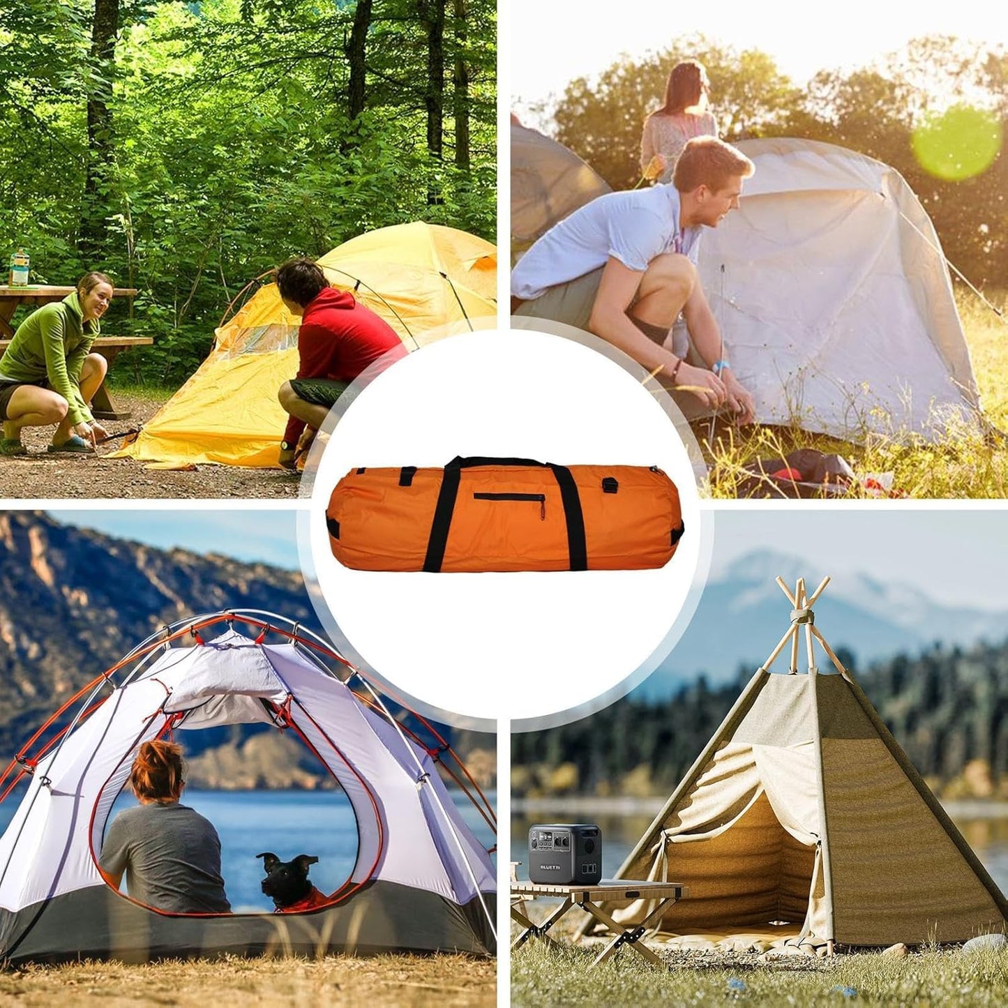 Duffel Travel Sports Equipment Bag | Lightweight Travel Tent Bag,Double Handle Design Zippered Tent Bag Foldable for Outdoor Gear