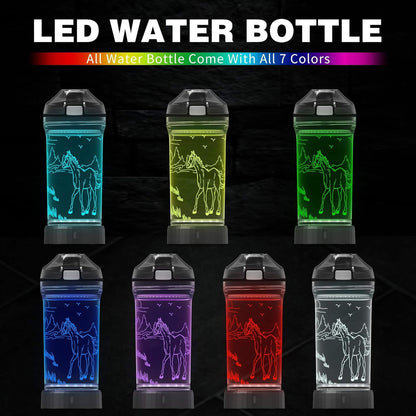 Horse Gifts, 3D LED Light up Horse Water Bottle, 14 OZ Tritan BPA Free Eco-Friendly - Cool Drinking Cups Gift for Women Girls