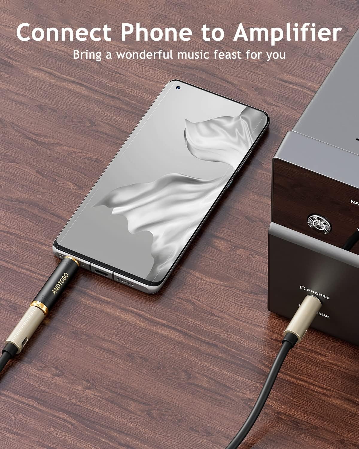 ANDTOBO 1/4'' to 3.5mm Stereo Pure Copper Headphone Adapter, 1/8'' Plug Male to 1/4''（6.35 mm） Jack Female Stereo Adapter for Headphone, Amp Adapter, Black 1-Pack