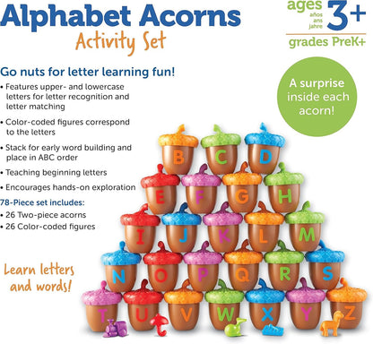 Learning Resources Alphabet Acorns Activity Set -78 Pieces, Ages 3+ Toddler Learning Toys, ABC Toys for Toddlers