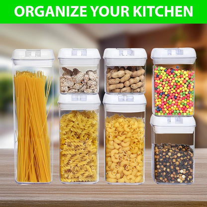 CINIMAX Premium 14-Pack Food Storage Containers with Lids-Crystal Clear Kitchen Storage Plastic Containers with Airtight Fliplock Lids-Durable & Versatile Food Containers with 20 Labels & Pen (White)