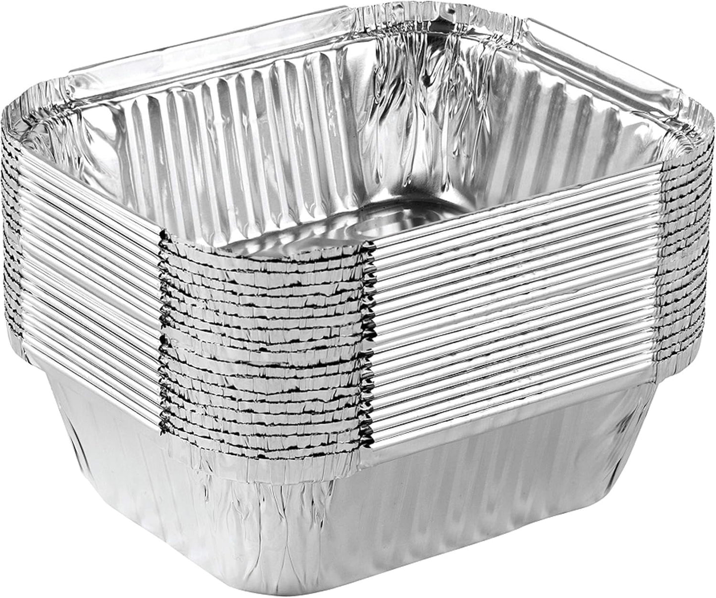 PLASTICPRO Disposable 1 LB Aluminum Takeout Tin Foil Baking Pans 5'' X 6'' X 2'' Inch Bakeware - Cookware Perfect for Baking Cakes,Brownies,Bread, Meatloaf, Lasagna, or Lunchbox, Pack of 20