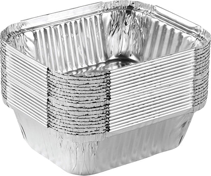 PLASTICPRO Disposable 1 LB Aluminum Takeout Tin Foil Baking Pans 5'' X 6'' X 2'' Inch Bakeware - Cookware Perfect for Baking Cakes,Brownies,Bread, Meatloaf, Lasagna, or Lunchbox, Pack of 20