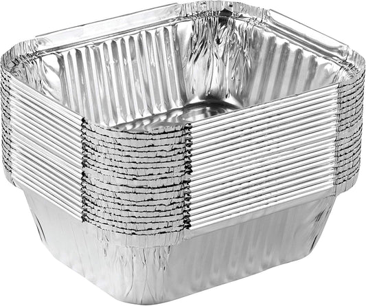 PLASTICPRO Disposable 1 LB Aluminum Takeout Tin Foil Baking Pans 5'' X 6'' X 2'' Inch Bakeware - Cookware Perfect for Baking Cakes,Brownies,Bread, Meatloaf, Lasagna, or Lunchbox, Pack of 20