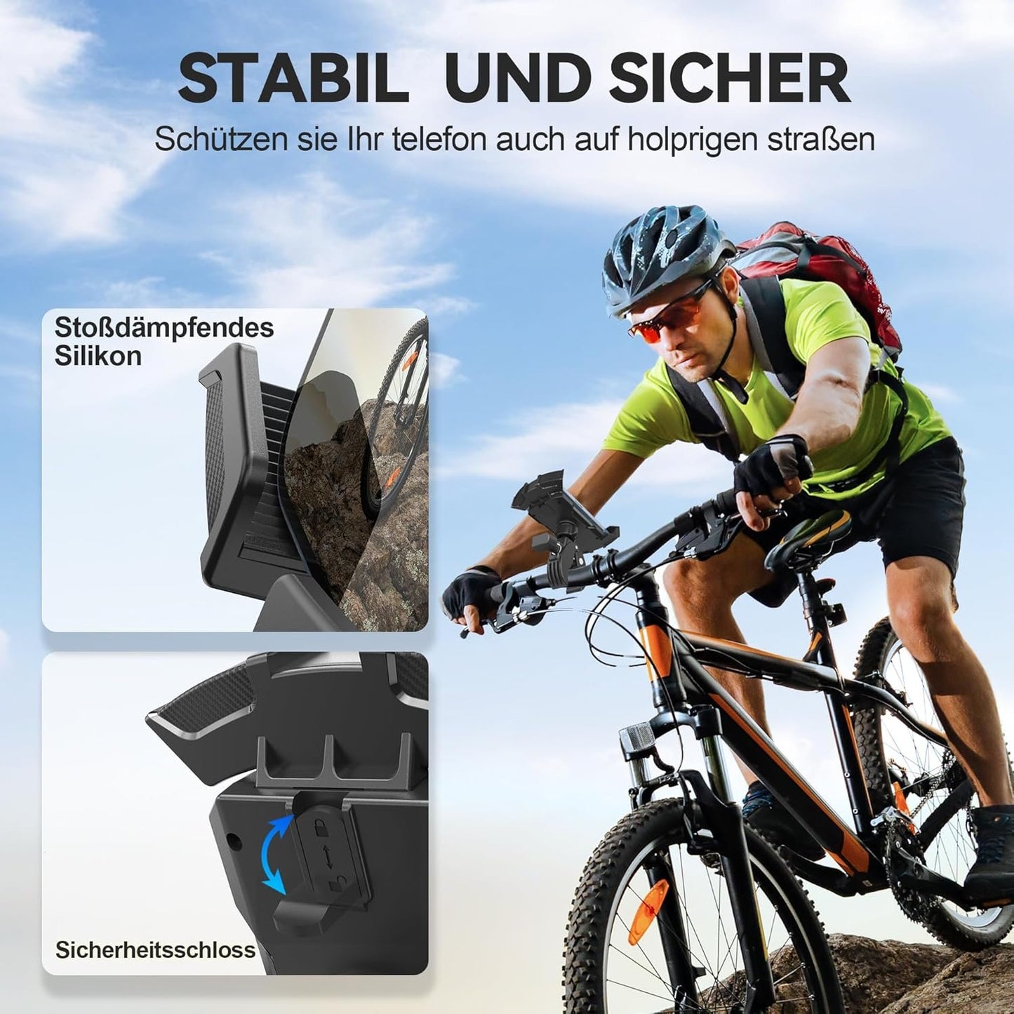 Motorcycle Phone Holder, Bike Phone Holder, Scooter Bike Handlebar, Safety Lock, One Hand Operation, Girevo Phone Holder