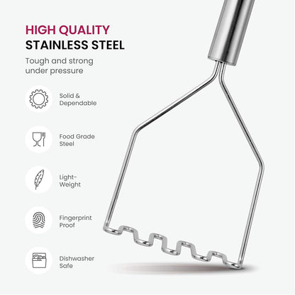 Stainless Steel Kitchen Utensil Set - 10 Piece Premium Non-Stick & Heat Resistant Kitchen Gadgets, Turner, Spaghetti Server, Ladle, Serving Spoons, Whisk, Tungs, Potato Masher and Utensil Holder