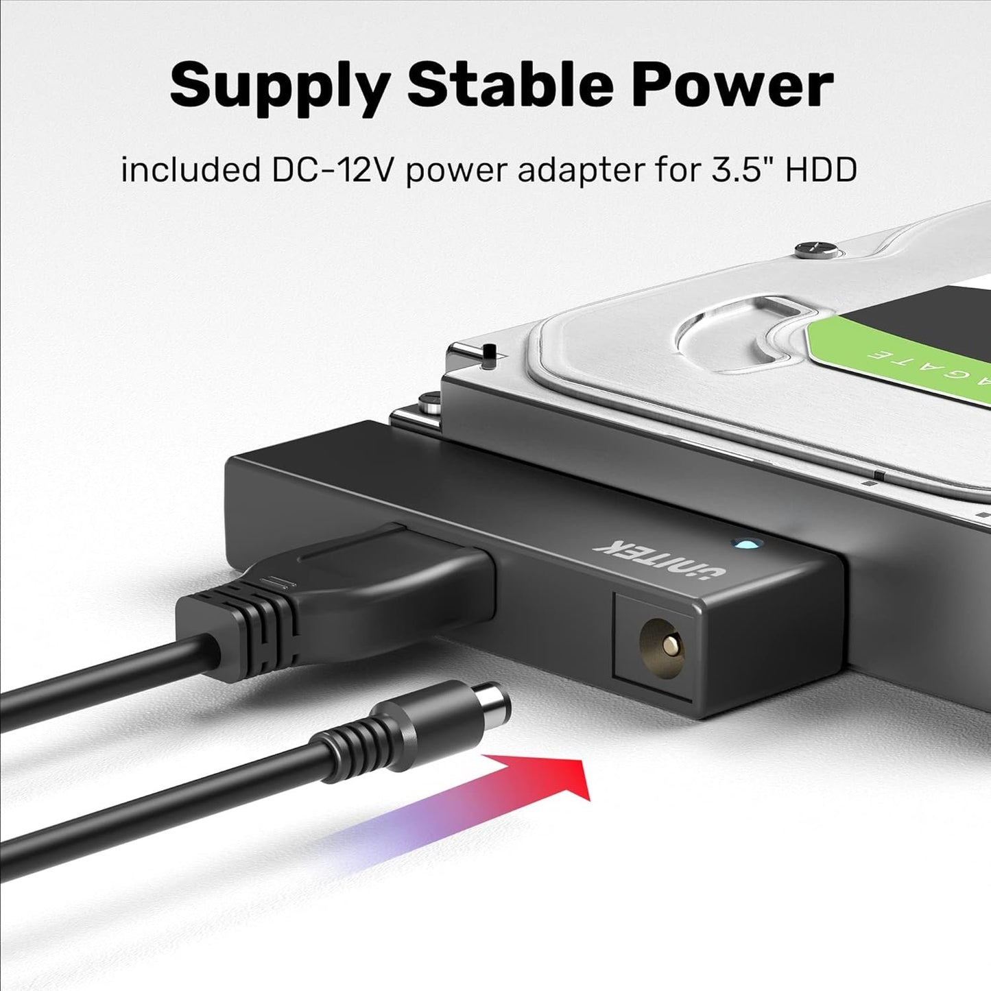 Unitek USB 3.0 to SATA III Hard Drive Adapter Converter Cable for 2.5 3.5 Inch HDD/SSD Hard Drive Disk with 12V/2A Power Adapter, Support UASP Compatible with Optical Drives