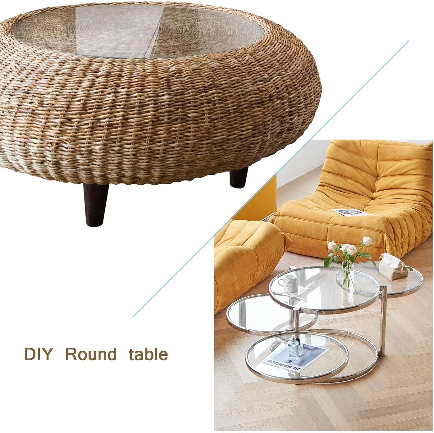 Tempered Glass Round Table Top Smooth Surface with Anti Skid Pad Kitchen Dining Table Protector Negotiation Table Cover Small Lazy Susan Clear Color