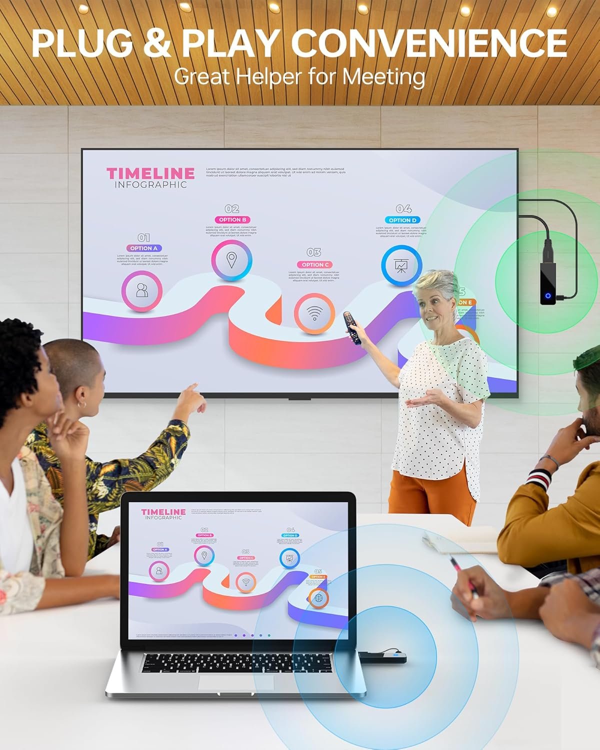 Wireless HDMI Transmitter and Receiver - 4K Decoding 1080P 60HZ Output, Dual Band 2.4GHZ/5GHz, 98FT, Streaming Video Audio from Laptop, PC, STB, Camera to TV, Projector, Monitor(Black)