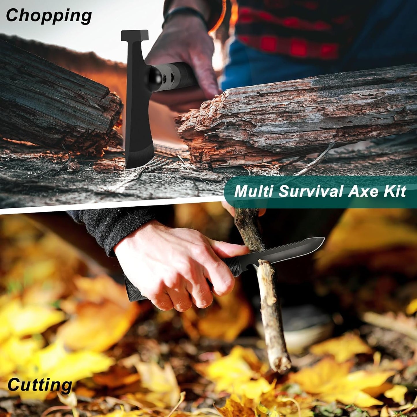 Camping Axe,Survival Hatchet,Folding Portable Tactical Axe Multi-Tool Set,Camping Hatchet with Hammer for Outdoor Hiking,Camping,Adventure,Hunting