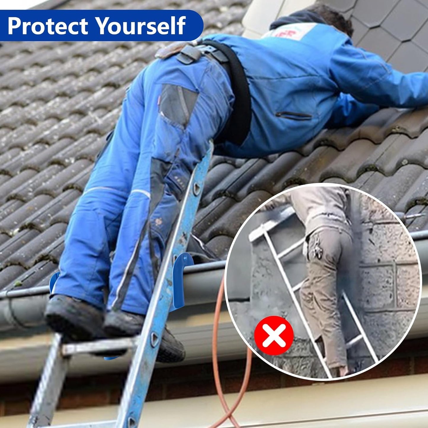 Nkiy Quen 2 Pcs 17 Inch Gutter Ladder Safety Rest-Non-Slip Gutter Guard Ladder Stabilizer-Ladder Safety Helper for Gutters and Roof Safety Protection