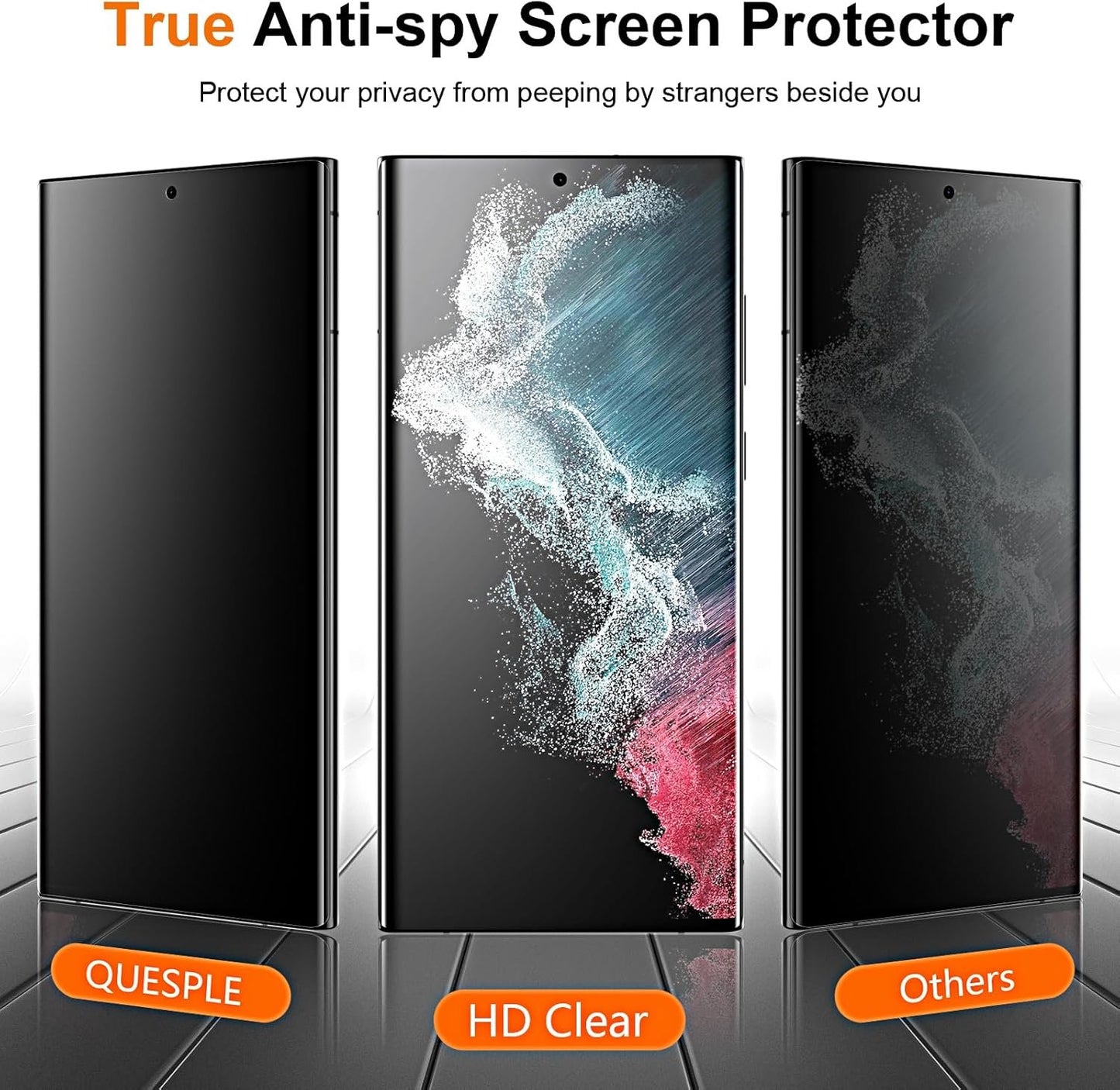 Galaxy S22 Ultra Privacy Screen Protector, QUESPLE 2 Pack Shatterproof Premium Tempered Glass Film for Samsung Galaxy S22 Ultra 5G Privacy Screen Protector[Does't Support Fingerprint Unlock]